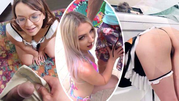 Cute babe Celia is on her knees for the Fourth of July grilling and preparing party - sexu.com on poweredporn.com