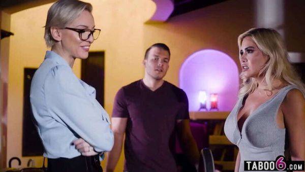 Busty stepmoms Kenzie Taylor and Caitlin Bell in a steamy threesome; stepson steps in - xxxfiles.com on poweredporn.com