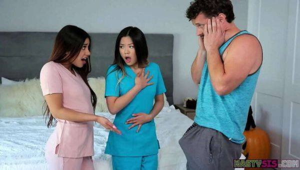 Lulu Chu and Xxlayna Marie's Stepbrother Dick Encounter with Blowjob, Fingering, and Cumshot - xxxfiles.com on poweredporn.com