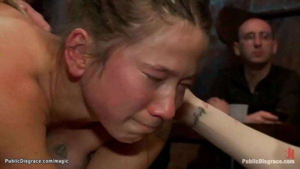 Bound and Shaved Slave Submitted in Public by James Deen and Princess Donna - porntry.com on poweredporn.com