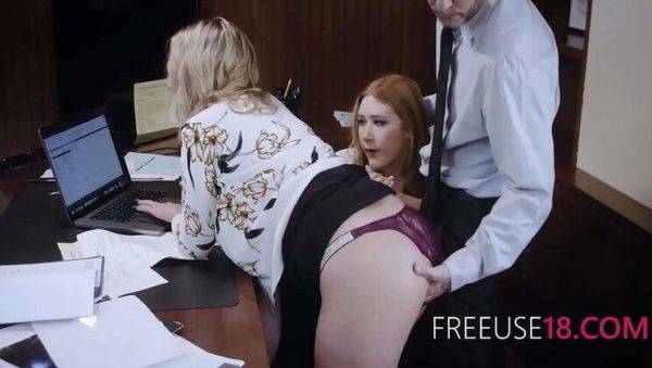 Office Trifecta of Passion: Free Use Threesome - porntry.com on poweredporn.com