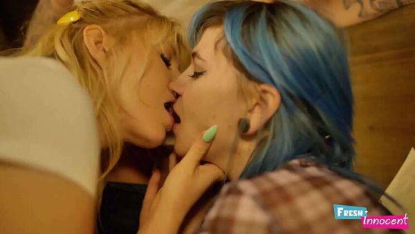 Innocent Cuties Get Anal Threesome From Roommate: Charlotte San, Tattoos & Glasses - porntry.com on poweredporn.com