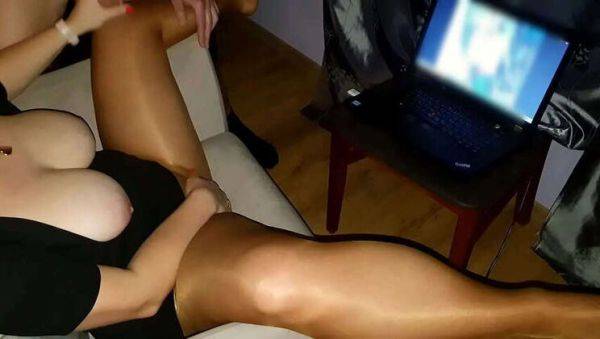 Handjob Fun with Big Naturals while Watching Porn - porntry.com on poweredporn.com