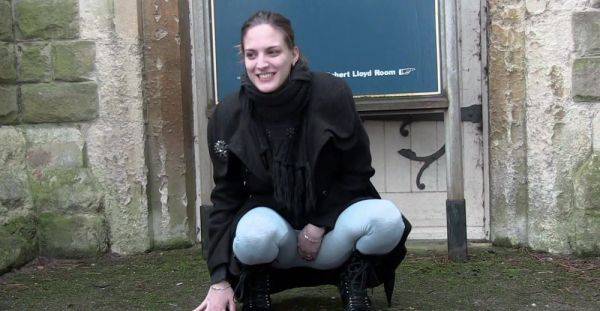 Pissy babe shows off wetting her pants in public - alphaporno.com on poweredporn.com