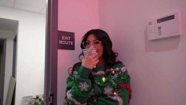 Office Christmas Party Fuck: Cami Strella Sucks Cock in High Heels - porntry.com on poweredporn.com