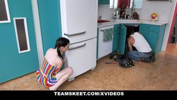 Tiny Brunette Teen Jenna Ross Fucked Hard by Plumber in Doggystyle and Cowgirl - porntry.com on poweredporn.com