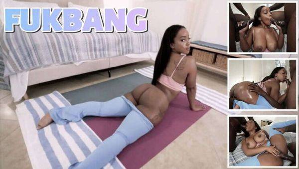 Hot Black Babe Gym Workout with Double Penetration and Cumshot - porntry.com on poweredporn.com