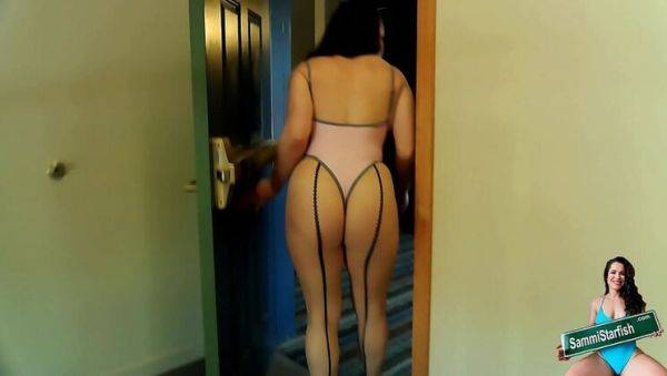 Hot MILF Sammi Starfish Flashes Thong & Fishnets in Risky Hotel Dare - xxxfiles.com on poweredporn.com