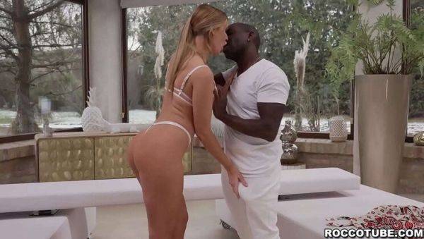 Blonde Kaisa Nord takes Joss Lescaf's big black cock in her pussy and ass for intense anal orgasm - porntry.com on poweredporn.com