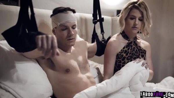 Kit Mercer gives a steamy handjob to her stepson's big cock until he explodes - xxxfiles.com on poweredporn.com