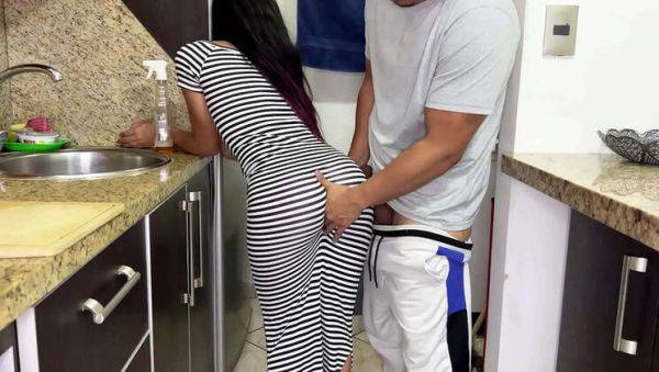 Hot Stepdaughter in Tight Dress Cleaning Kitchen with Big Ass - Anal Taboo Scene - xxxfiles.com on poweredporn.com