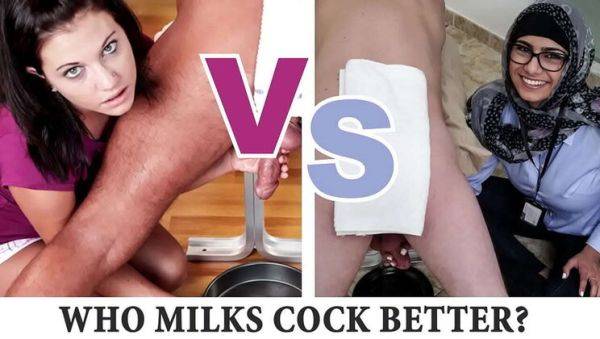 Mia Khalifa & Brandi Belle - Hot Handjob Battle! Cock Milking Challenge Part 2 - veryfreeporn.com - Lebanon on poweredporn.com