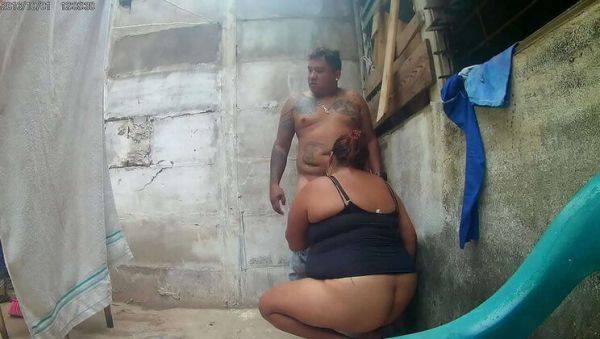 Step Mom Cheats with Daughter's Partner in Backyard - Latina BBW Gets Caught by Neighbors - porntry.com on poweredporn.com