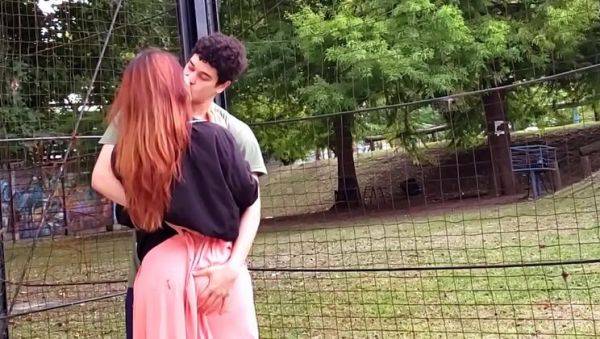 Redhead Teen Lenarica Fucks Big Cock Kyle in University Courtyard - porntry.com on poweredporn.com