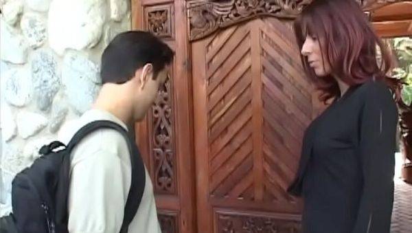 Hot MILF with auburn hair fucks her son's best friend outdoors - veryfreeporn.com on poweredporn.com