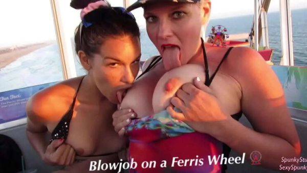 Teen & MILF Give Risky Double Blowjob on Ferris Wheel - Public Threesome Fun! - xxxfiles.com on poweredporn.com