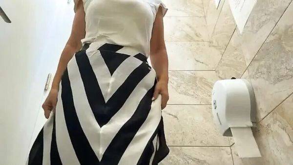 Step Mommy's Big Ass & Tits Public Toilet Masturbation Orgasm - porntry.com on poweredporn.com