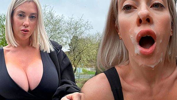 Big Tits Blonde Amateur Hitchhiker Takes Huge Cum Load on Face in Public POV - veryfreeporn.com - France on poweredporn.com