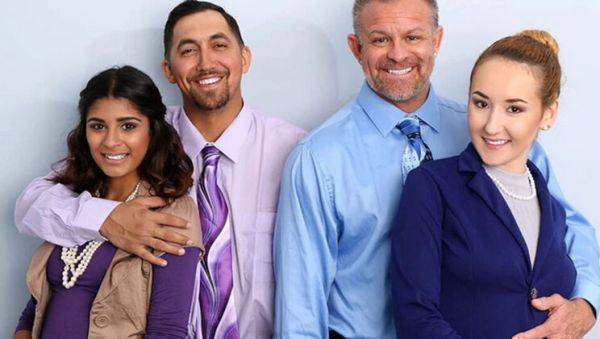 Office Orgy: Horny Stepdads Swap Teen Stepdaughters for Wild Foursome - veryfreeporn.com - Britain on poweredporn.com