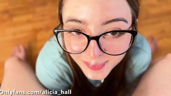 Game Night Blowjob with Alicia Hall - Cute Colombian Glasses Girl Swallows Cum - porntry.com - Britain - Colombia on poweredporn.com