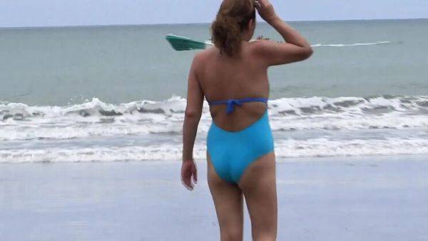 Stepmom Flaunts Her Hairy Pussy on Beach and Makes My Hard Dick Cum - porntry.com on poweredporn.com