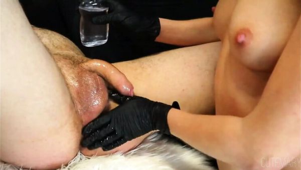 Amateur Petite Ebony MILF Sloppy Handjob with Black Gloves and Prostate Massage - veryfreeporn.com on poweredporn.com