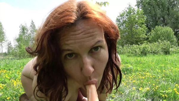 Hairy Farmer's Wife Masturbates with Dildo in Meadow - Hera Harding Outdoor Solo - porntry.com on poweredporn.com