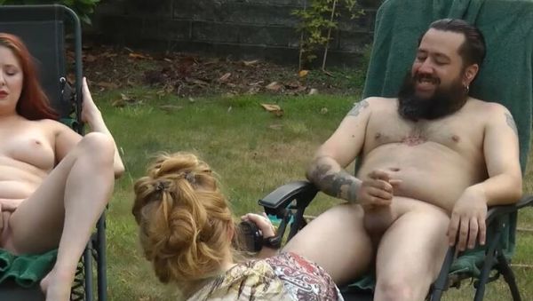 Big Tits Outdoor Game Bet: Blonde and Redhead Threesome Strip Masturbation - porntry.com - Britain on poweredporn.com