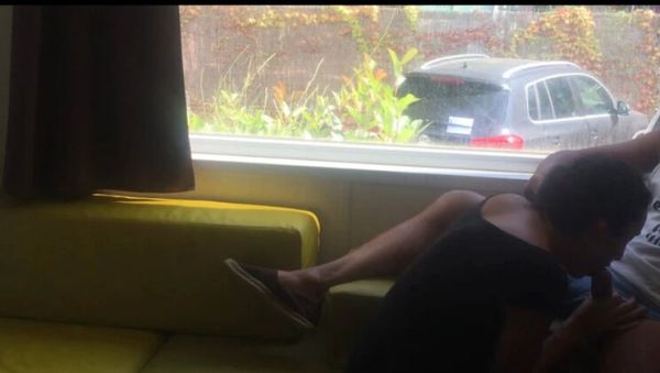 Risky Public Blowjob In Front Of Window - Hot Brunette MILF Wife On Her Knees Outdoor Camping - porntry.com - Italy on poweredporn.com
