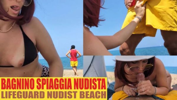 MILF Redhead Fucks Lifeguard on Nudist Beach - Outdoor Public Sex - veryfreeporn.com - Italy on poweredporn.com