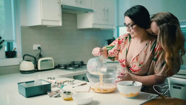 Blonde Charlie Forde and Brunette Chasey Devil Lesbian Cake Baking Sex with Big Natural Tits and Glasses - veryfreeporn.com on poweredporn.com