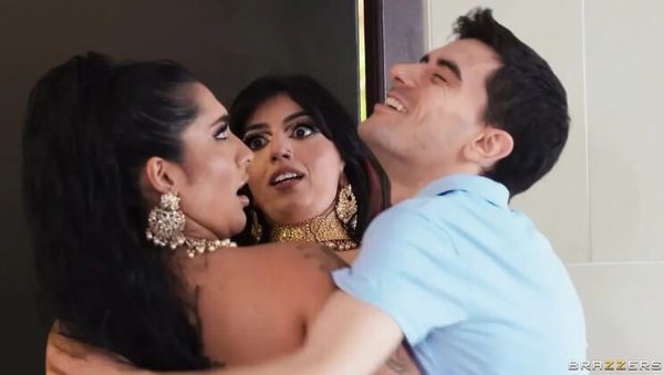 Yasmina Khan & Aaliyah Yasin Threesome Blowjob with Big Tits Brunettes Together - veryfreeporn.com - Britain on poweredporn.com