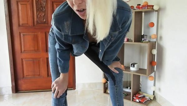 Blonde Teen MissAnja_FH Squirts and Pees in Her Jeans - Wet Solo Fingering - veryfreeporn.com - Britain on poweredporn.com