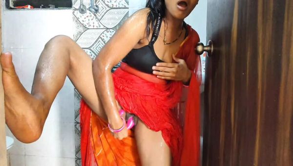 18 Year Old Indian Aunty Hot Fucking With Lush Toy - Blowjob & Creampie in Kitchen - veryfreeporn.com - India on poweredporn.com