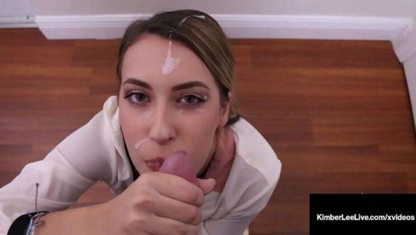 Step-Mom Kimber Lee Sucks Step Son's Cock and Takes His Cum - porntry.com on poweredporn.com