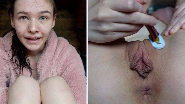 Skinny Teen Emmi-Hill Shaves Her Long Labia Pussy in HD - xxxfiles.com - Germany on poweredporn.com