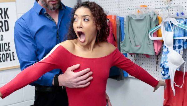 Ebony Teen Sarah Lace Caught Shoplifting and Punished with Rough Anal by Officer Mike Mancini - xxxfiles.com on poweredporn.com