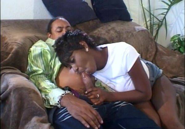 Ebony beauty gives it a nice shine ahead of getting fucked - alphaporno.com on poweredporn.com