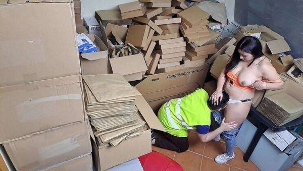 Sexy Latina Boss Catches Worker Slacking Off in Warehouse - Squirting Miss & Hard Rock - veryfreeporn.com on poweredporn.com