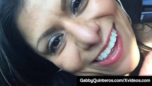 Mexican MILF Gabby Quinteros Sucks Dick in Car with Dirty Talk and Cum on Face - veryfreeporn.com - Mexico on poweredporn.com