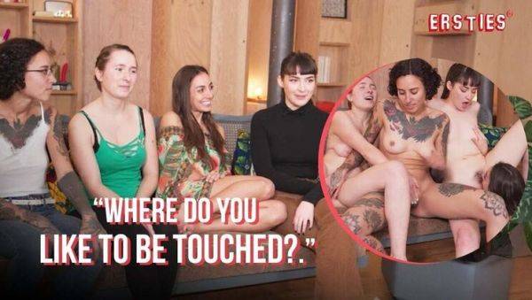 Hot German Lesbian Foursome Plays a Sexy Game with Big Tits Brunettes - xxxfiles.com - Germany on poweredporn.com