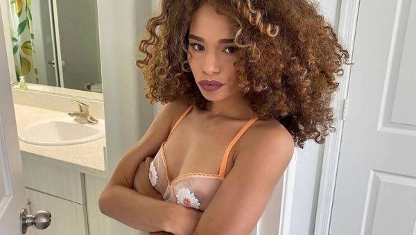 Sexy black stepsister Cecilia Lion strips naked for stepbrother - porntry.com on poweredporn.com