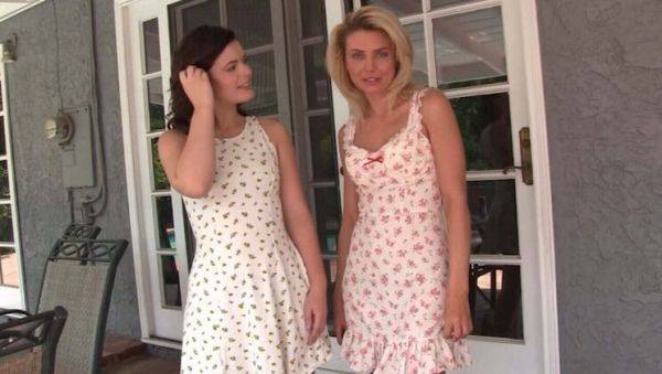 Brunette and Blonde Lesbians Eat Pussy by the Pool in Wild Outdoor Game - xxxfiles.com on poweredporn.com