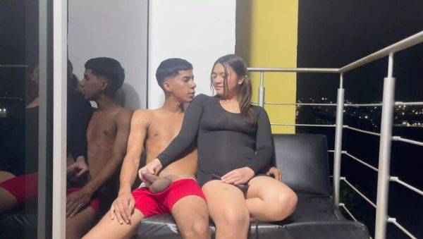 Step Sister Gets Wild on Balcony - Hardcore Outdoor Fuck and Cum Swallow - xxxfiles.com - Venezuela on poweredporn.com