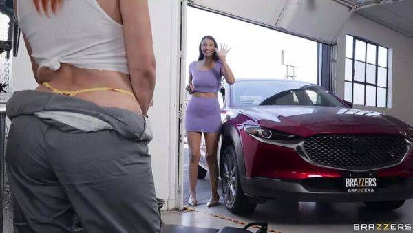 Hot Threesome in Garage - Bella Rolland & Taylor Gunner Get Oiled Up for Scott Nails - porntry.com on poweredporn.com