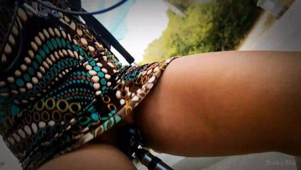 SnakySlut Forgets Her Panties: Hot Brunette Rides Bike with Dildo - xxxfiles.com - France on poweredporn.com