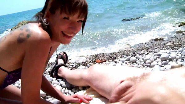 18-Year-Old Zoe Nil Gets Her Tight Pussy Fucked Hard on the Beach - veryfreeporn.com on poweredporn.com