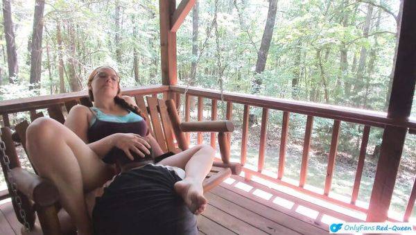 Ginger MILF Wife with Long Braids Gives Outdoor Blowjob and Pussy Licking on Porch - veryfreeporn.com - Usa on poweredporn.com