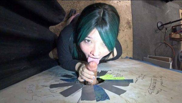 Naughty Asian teen wife cheats at gloryhole - sucks stranger's big load and swallows every drop - xxxfiles.com - Usa on poweredporn.com