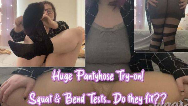 Sexy BBW SugarFlower Tries On Huge Pantyhose Haul - Squatting & Teasing in Glasses - porntry.com - Usa on poweredporn.com